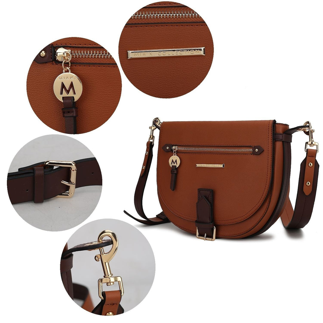 Drew Vegan Leather Color Block Crossbody Womens Shoulder Handbag by Mia K Image 9