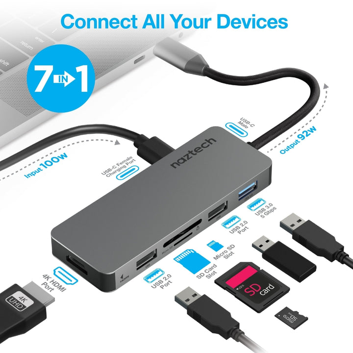 Naztech MaxDrive7 Universal USB-C Adapter Hub (15593-HYP) Image 3