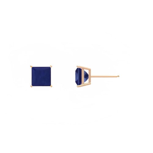 18k Rose Gold 1/4 Ct Blue Sapphire Princess Cut Stud Earrings 4mm Plated Image 1