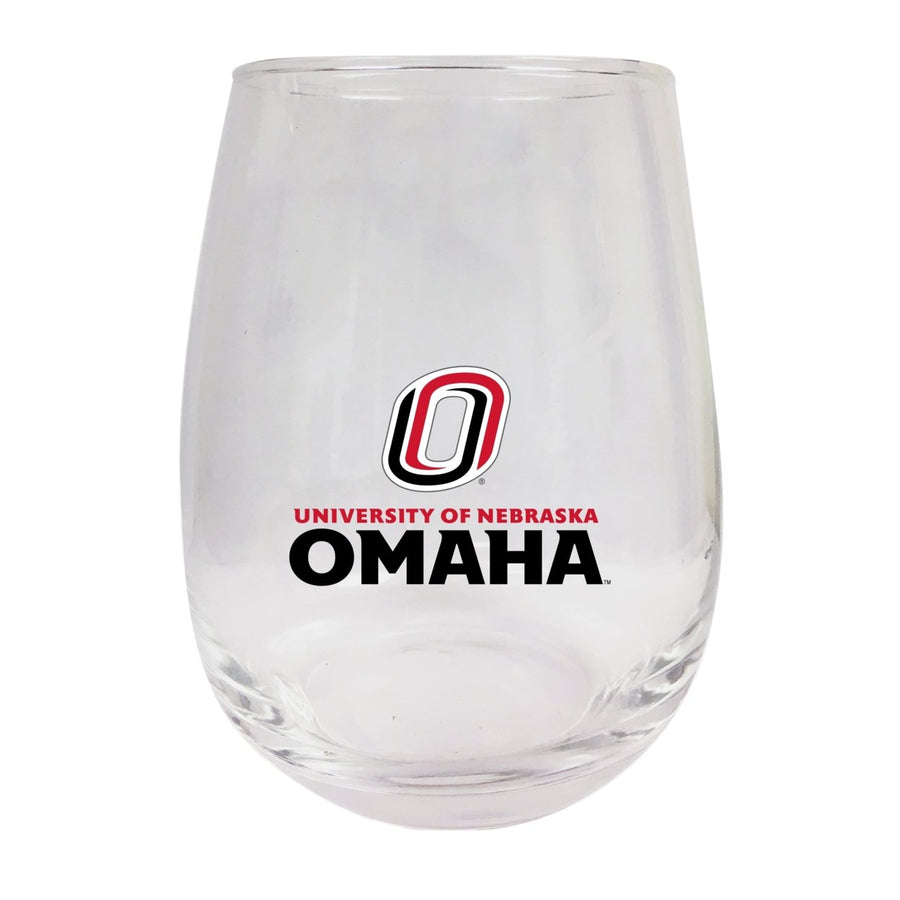 Nebraska at Omaha Stemless Wine Glass - 9 oz. Officially Licensed NCAA Merchandise Image 1