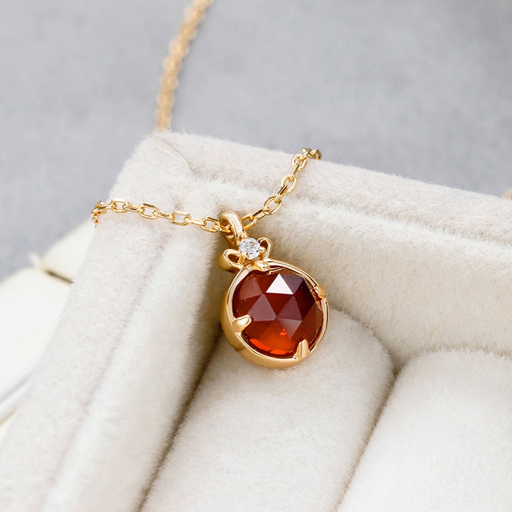 Spring S925 Silver Simple Bai Bei Rose and Red Performing Necklace can be worn with both sides Image 3