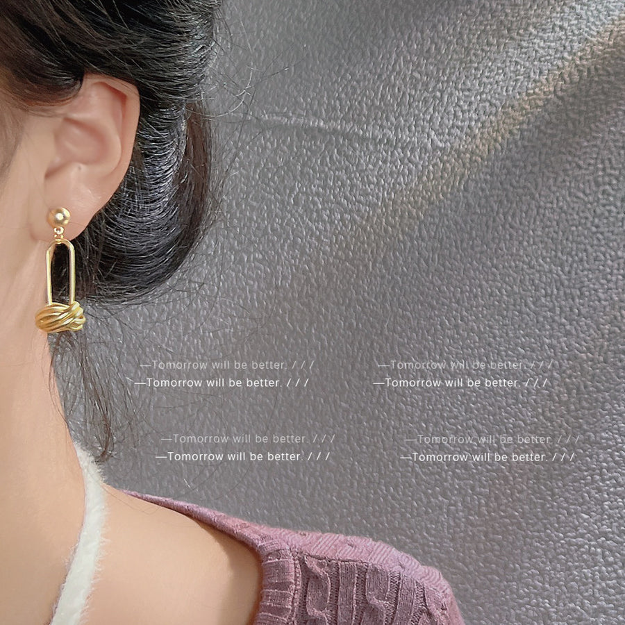 Advanced sensitivity matte 925 silver needle rope earrings Creative  tide earrings niche fashion Image 1