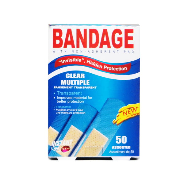 Purest Instant Aid Clear Bandage Pack 50 Count Waterproof Transparent First Aid Image 1