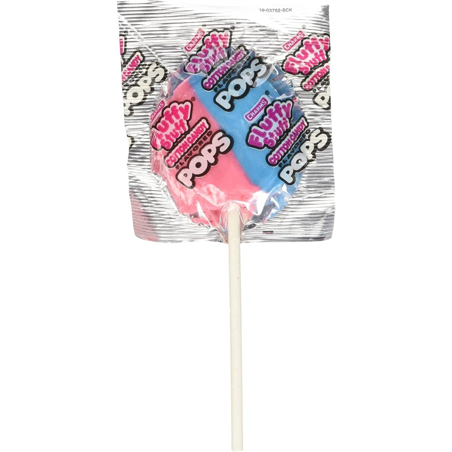 Charms Fluffy Stuff Pops Lollipops Cotton Candy, 1kg - 48 Count Per Box - 1 Box Image 1
