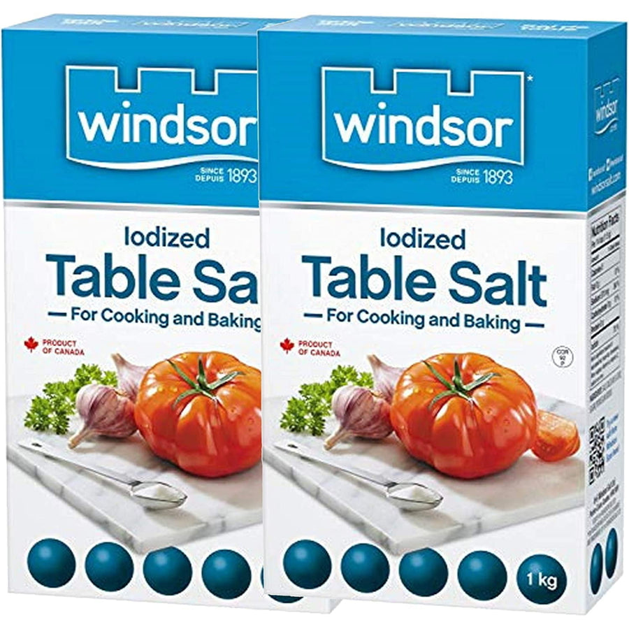 Windsor Iodized Table Salt for Cooking and Baking - 2 Packs - 1 KG Each Image 1
