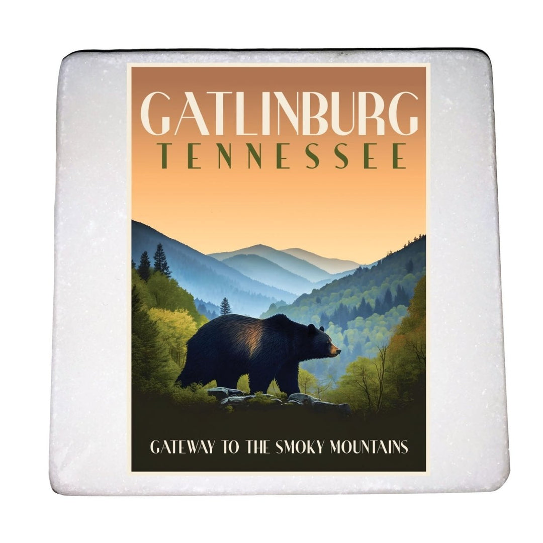 Gatlinburg Tennessee Souvenir 4 x 4 Inch Coaster Marble Image 1