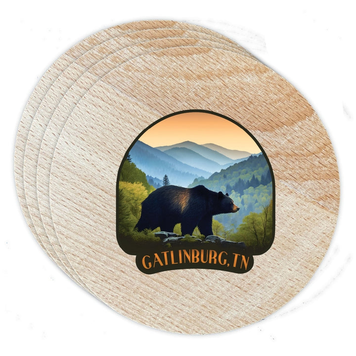 Gatlinburg Tennessee Souvenir Coaster Wooden 3.5 x 3.5 Inch White Image 1