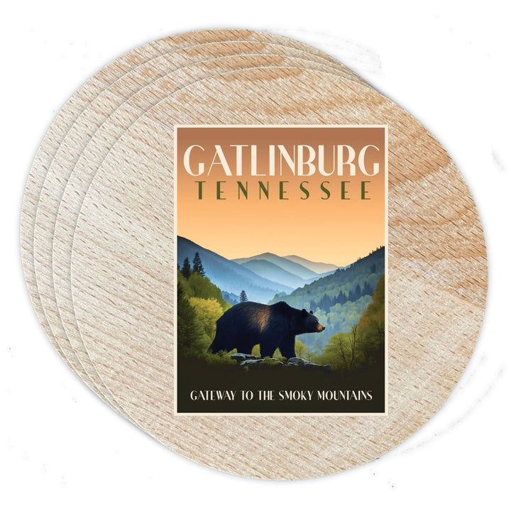 Gatlinburg Tennessee Souvenir Coaster Wooden 3.5 x 3.5 Inch White Image 2