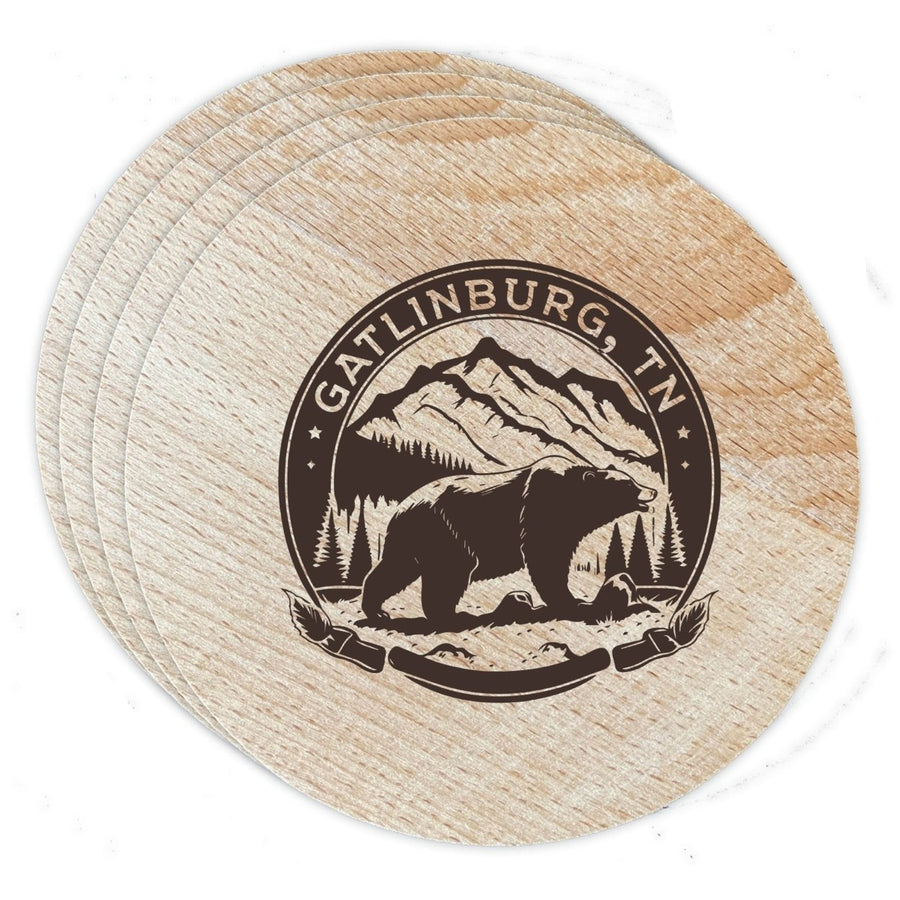 Gatlinburg Tennessee Laser Etched Souvenir Coaster Wooden 3.5 x 3.5 Inch White Image 1