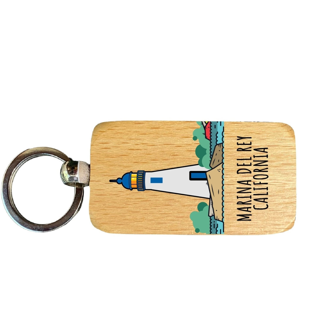 Marina Del Rey California 12 pack Souvenir 2.5x1-Inch Souvenir Wooden Keychain Image 1