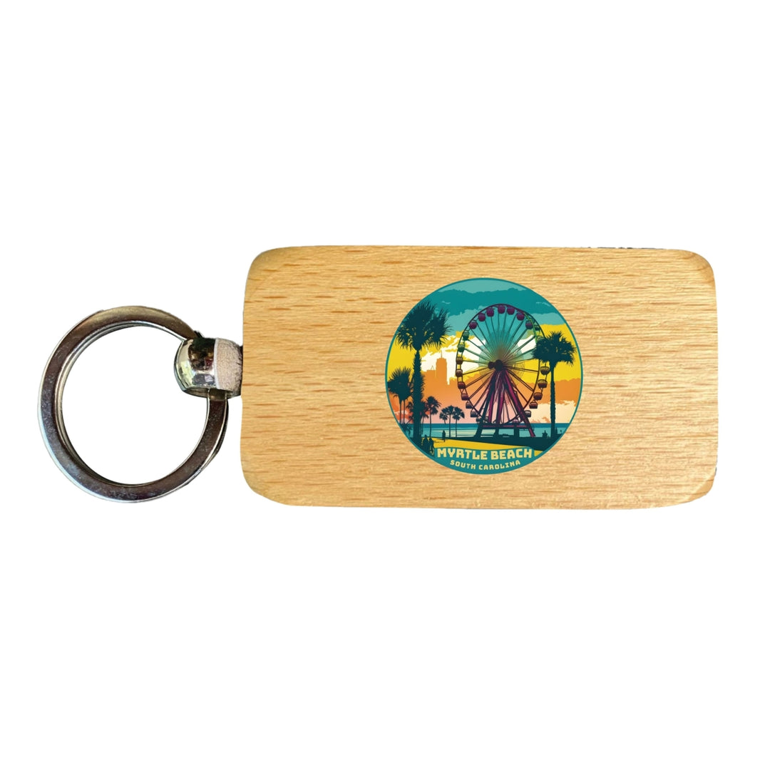 Myrtle Beach South Carolina Souvenir 2.5x1-Inch Souvenir Wooden Keychain Image 1