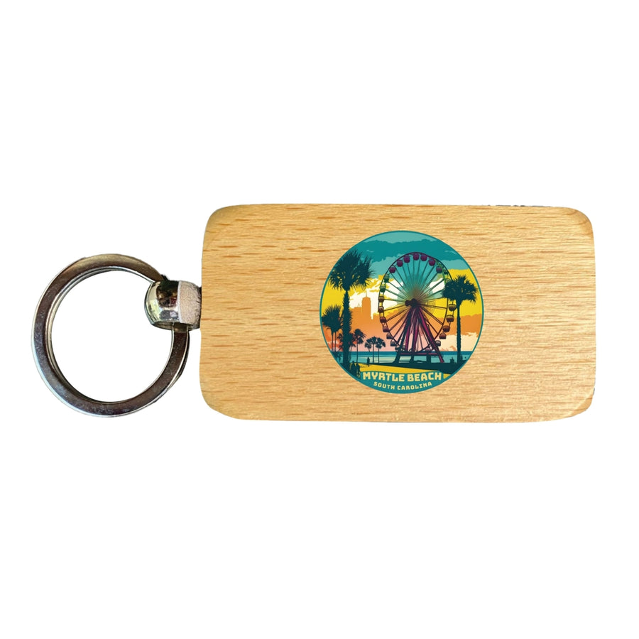 Myrtle Beach South Carolina Souvenir 2.5x1-Inch Souvenir Wooden Keychain Image 1