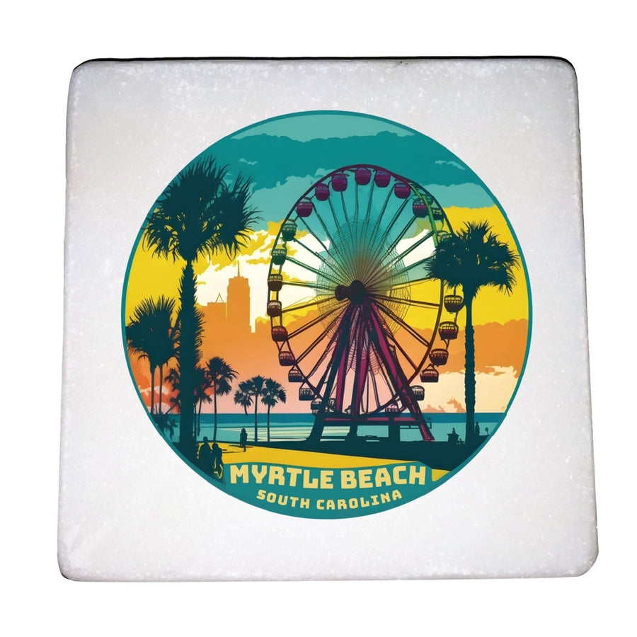 Myrtle Beach South Carolina Souvenir 4 x 4 Inch Coaster Marble Image 1