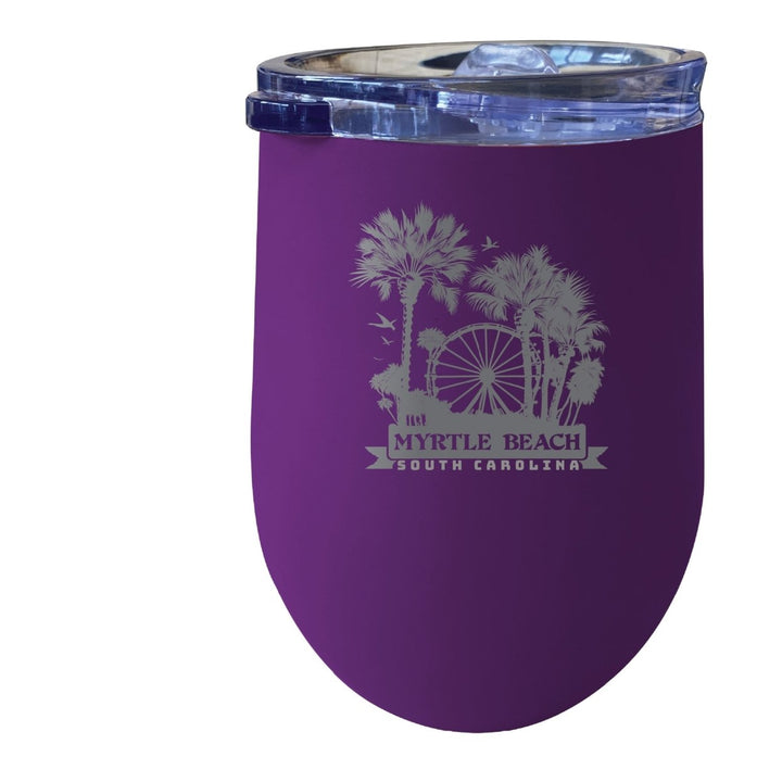 Myrtle Beach South Carolina Laser Etched Souvenir 12 oz Insulated Wine Stainless Steel Tumbler Image 3
