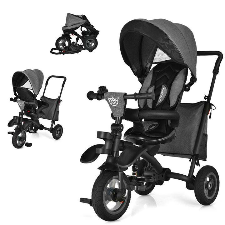 7-In-1 Kids Baby Tricycle Folding Steer Stroller w/ Rotatable Seat Image 3