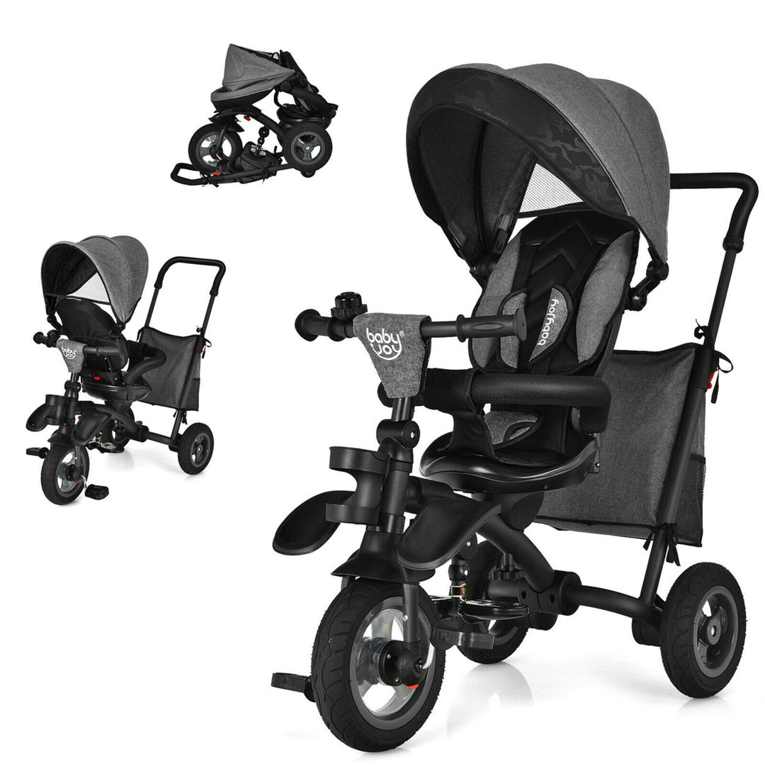 7-In-1 Kids Baby Tricycle Folding Steer Stroller w/ Rotatable Seat Image 1