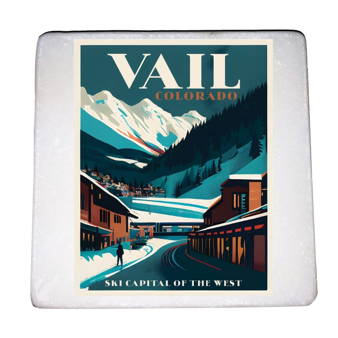 Vail Colorado Souvenir 4 x 4 Inch Coaster Marble Image 1