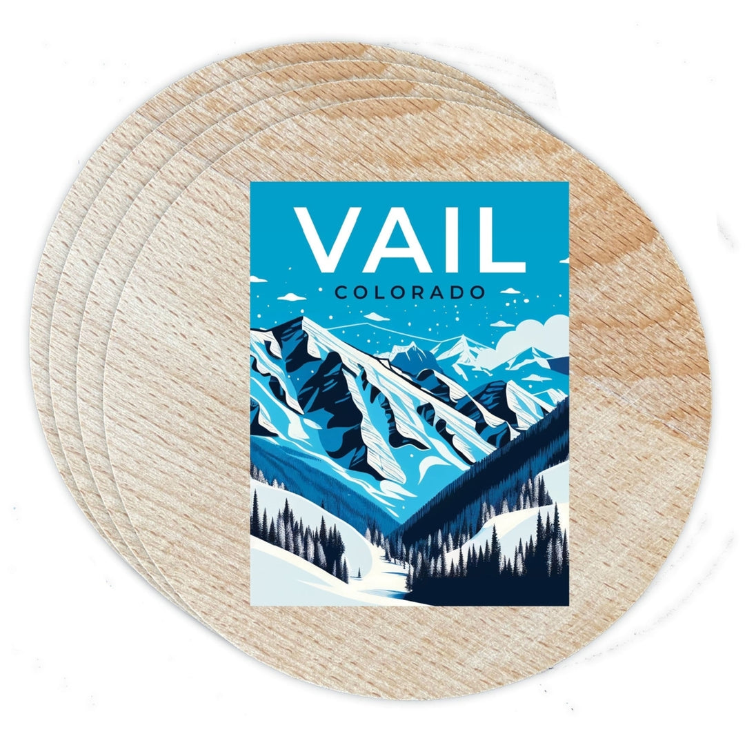 Vail Colorado Souvenir Coaster Wooden 3.5 x 3.5 Inch White Image 1