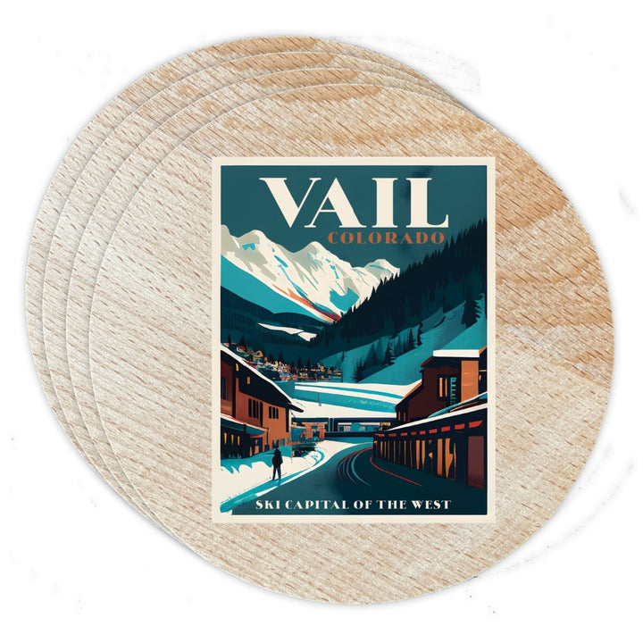 Vail Colorado Souvenir Coaster Wooden 3.5 x 3.5 Inch White Image 2