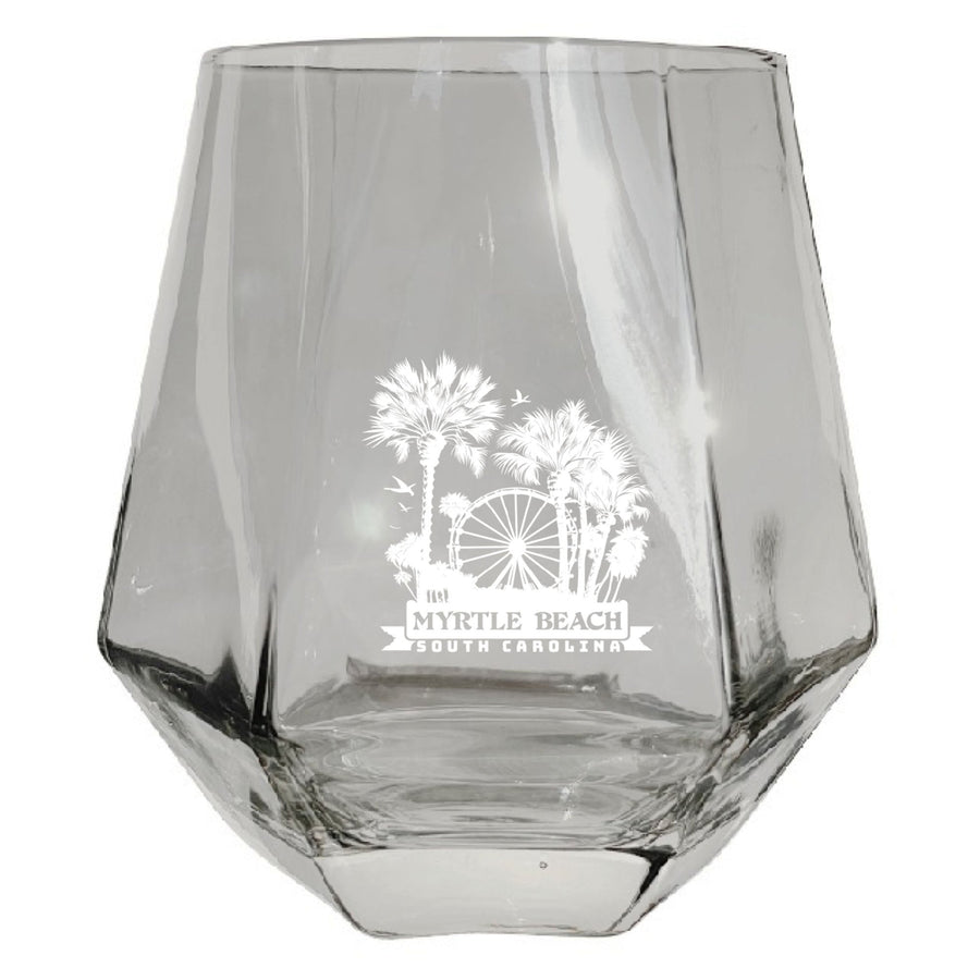 Myrtle Beach South Carolina Laser Etched Souvenir Wine Glass Diamond 10 oz Image 1