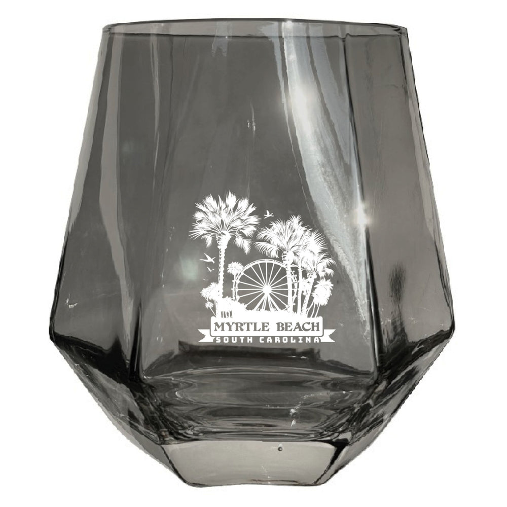 Myrtle Beach South Carolina Laser Etched Souvenir Wine Glass Diamond 10 oz Image 2