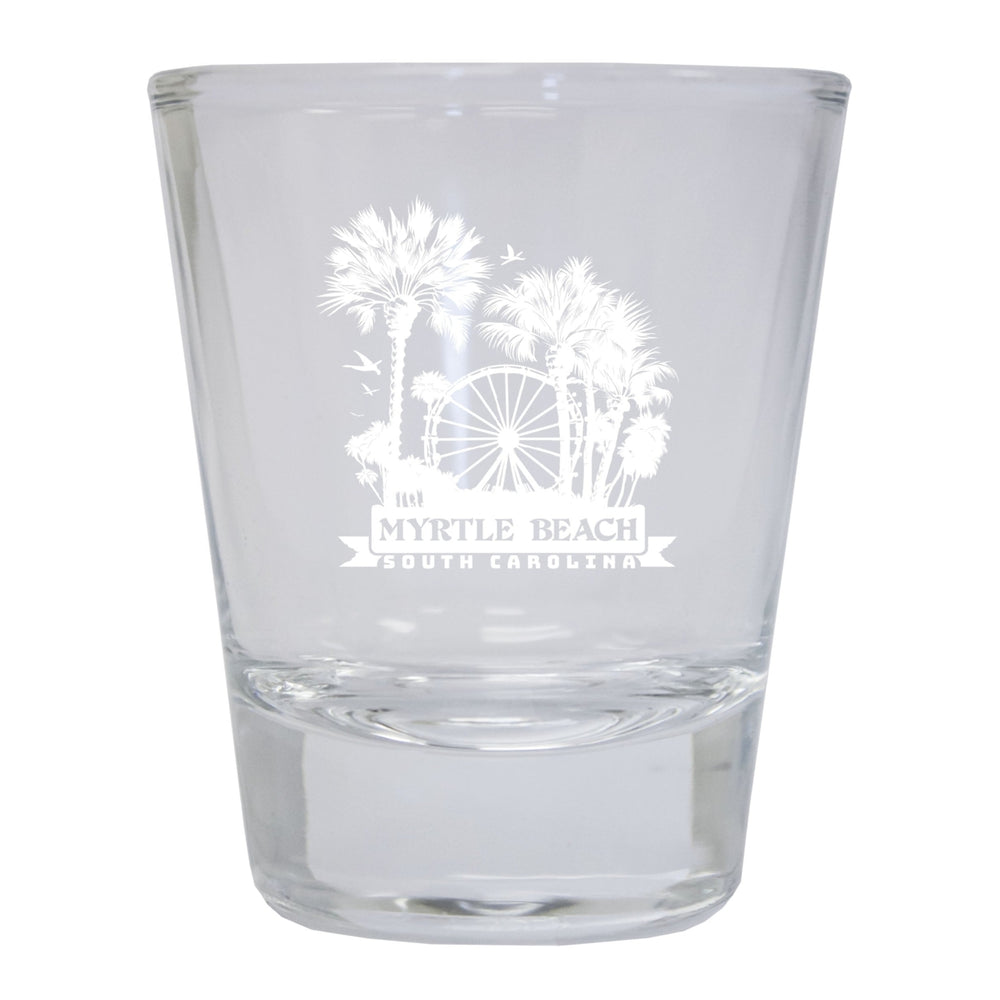 Myrtle Beach South Carolina Laser Etched Souvenir 1.5 Ounce Shot Glass Round Image 2