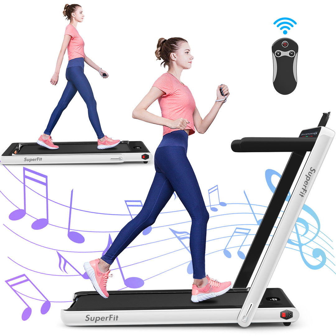 2 in 1 Folding Treadmill 2.25HP Running Machine w/ Dual Display Image 10