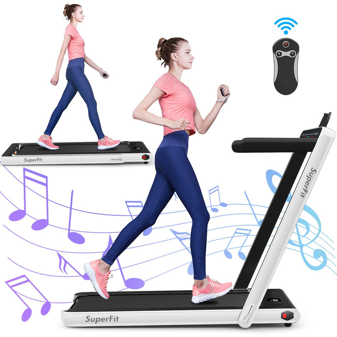 2 in 1 Folding Treadmill 2.25HP Running Machine w/ Dual Display Image 1