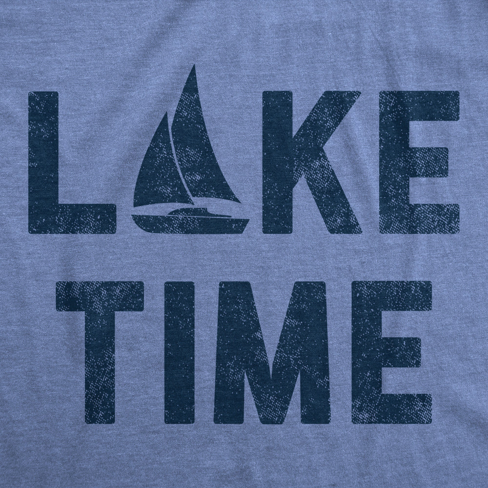 Mens Lake Time T Shirt Funny Vacation Getaway Boating Lovers Tee For Guys Image 2