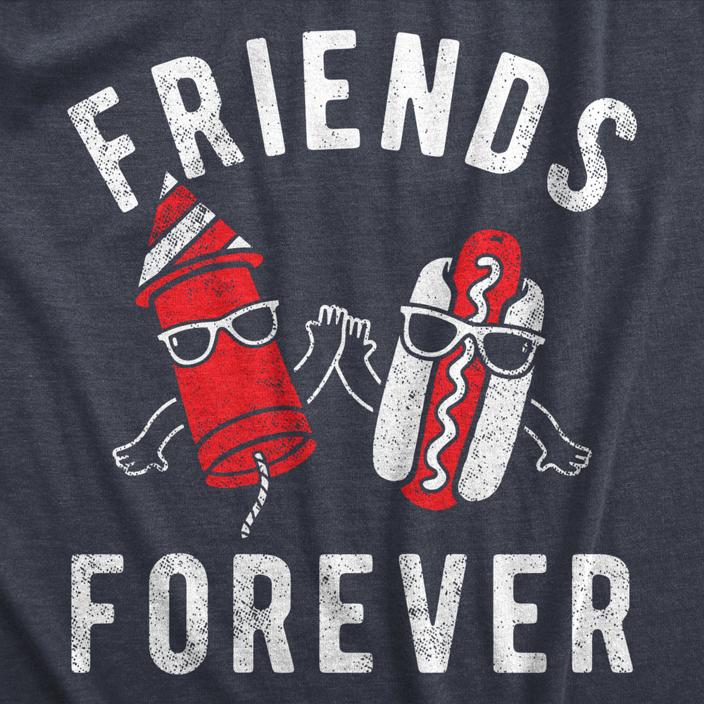 Mens Friends Forever Firecracker Hot Dog T Shirt Funny Fourth Of July Party Cookout Fireworks Tee For Guys Image 2