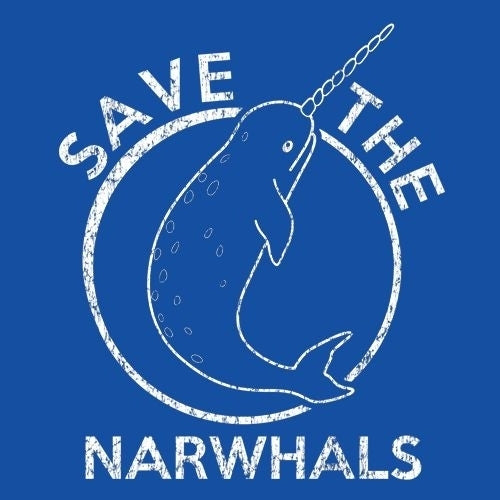 Mens Save The Narwhals T Shirt Funny Unicorn of the Sea Cute Cool Environmental Tees Image 4