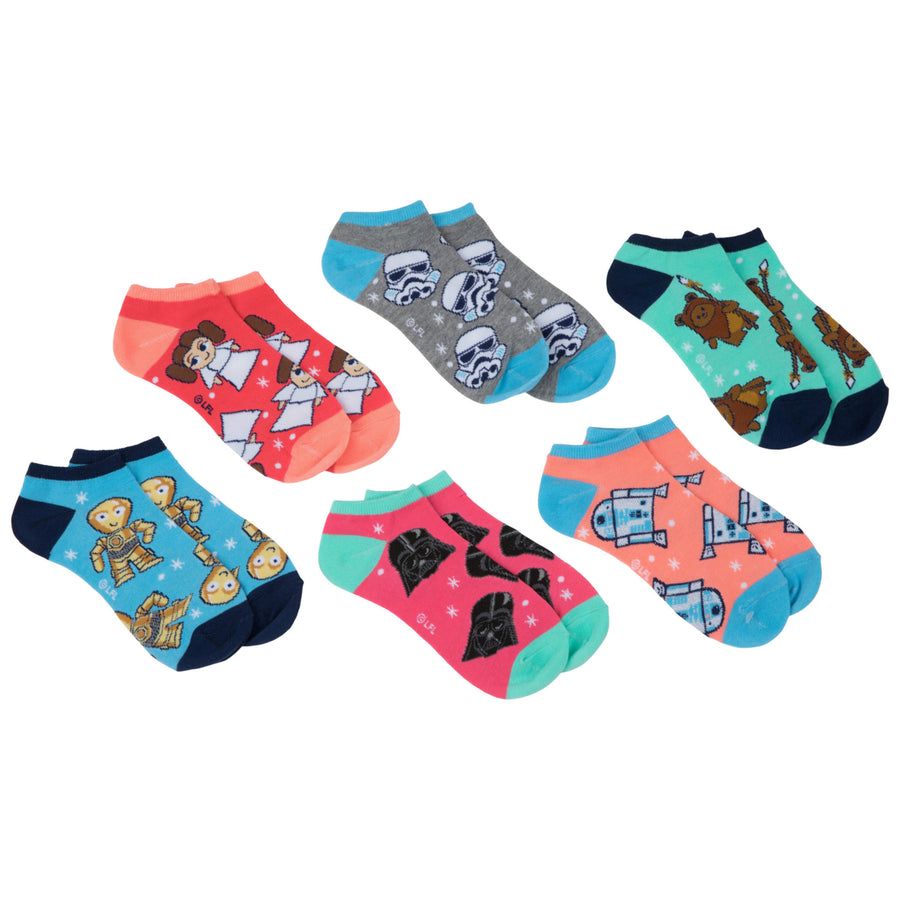 Star Wars Cute Cartoon Characters Womens 6-Pair Pack of Low Cut Socks Image 1