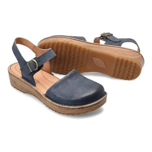 Born Womens Alianna Sandal Dark Blue Distressed Leather BR0040274 Size Options Image 2