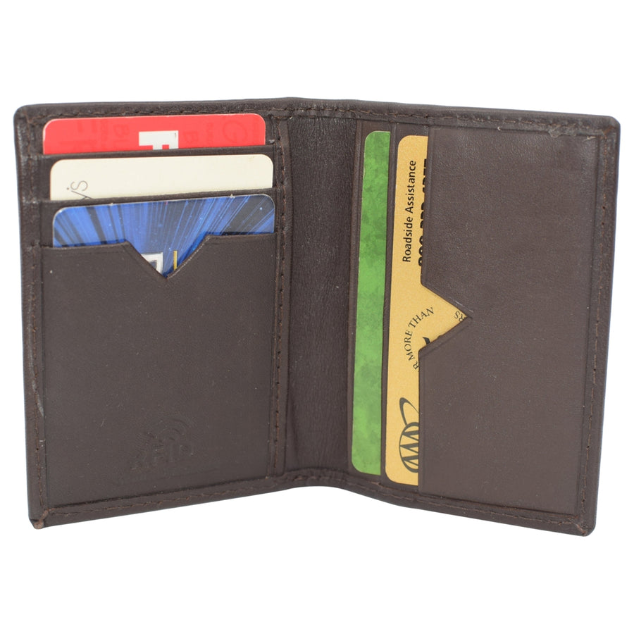 Leather Credit Card Holder Wallet for Men and Women Thin Bifold RFID Blocking Slim Front Pocket Minimalist WalletsSmall Image 1