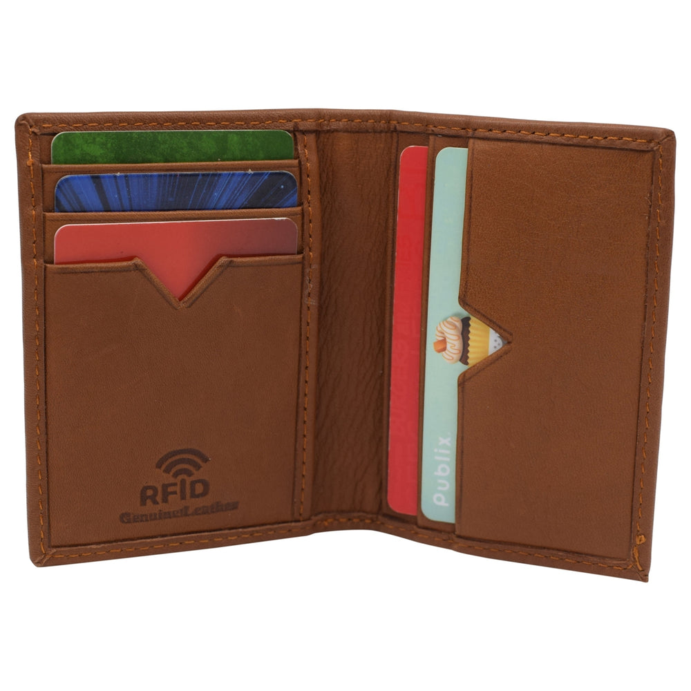 Leather Credit Card Holder Wallet for Men and Women Thin Bifold RFID Blocking Slim Front Pocket Minimalist WalletsSmall Image 2
