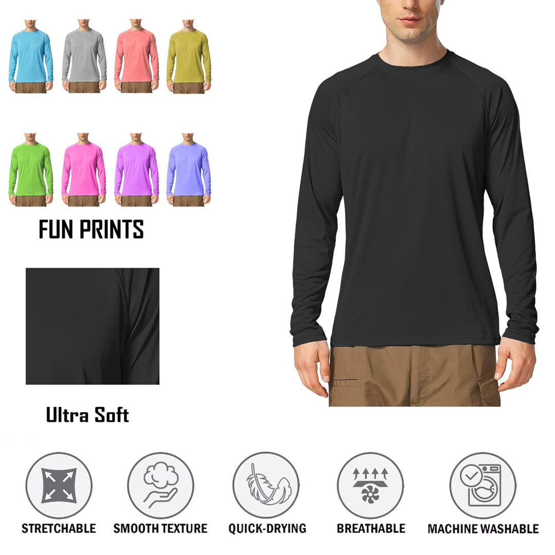 3-Pack Mens Dri-Fit Moisture-Wicking Long Sleeve T-Shirt Quick-Dry UV-Protection Solid TeeUPF-50+ Breathable Lightweight Image 4