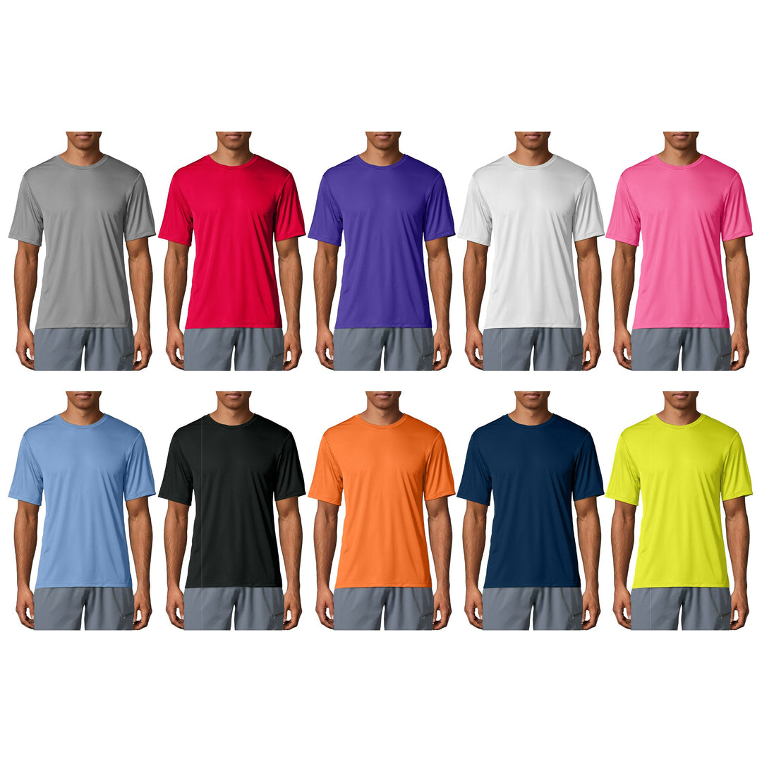 3-Pack Mens Cool Dri-Fit Short Sleeve T-Shirt Solid Color Moisture-Wicking Tee UPF 50+ UV Protection Round/Crew Neck Image 2