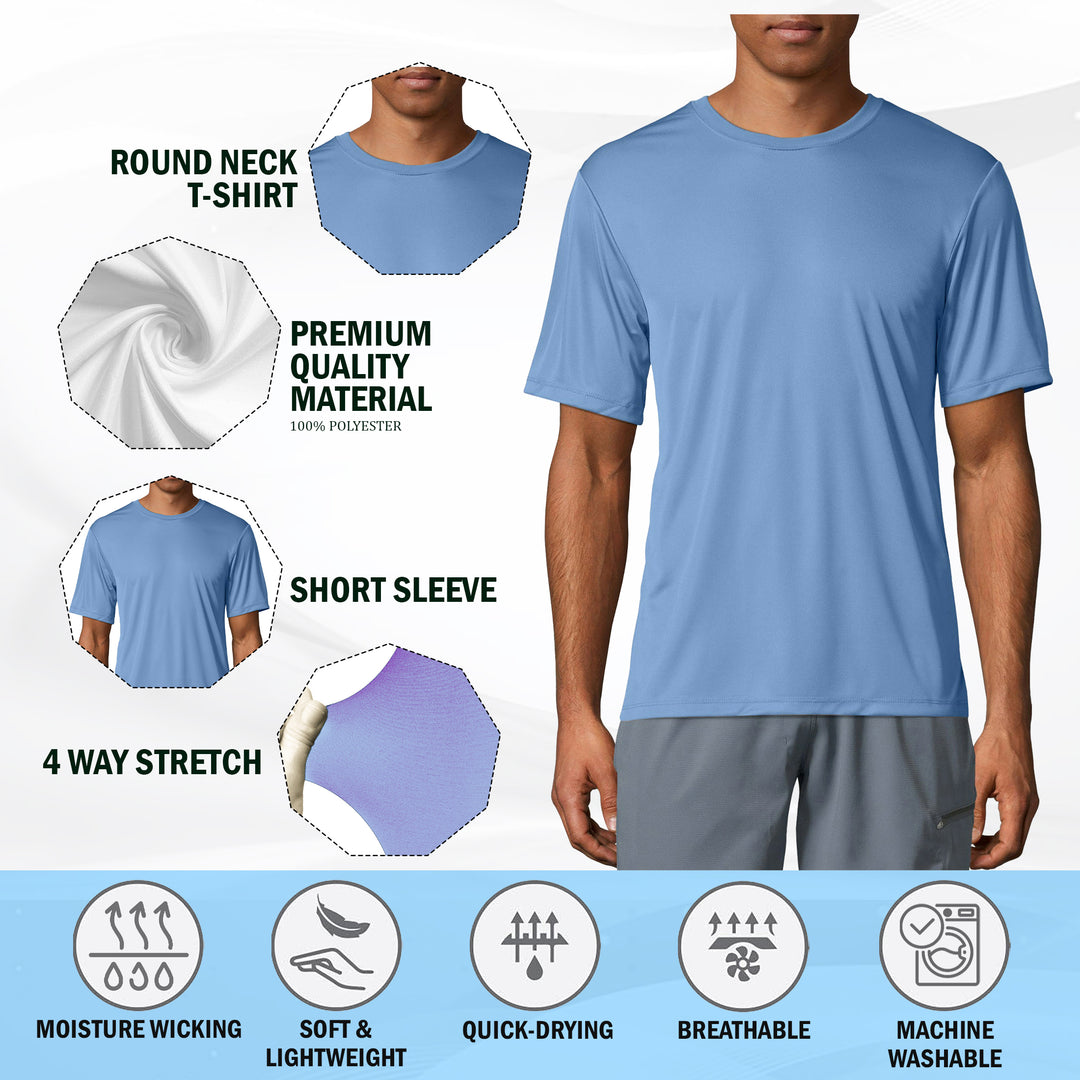 3-Pack Mens Cool Dri-Fit Short Sleeve T-Shirt Solid Color Moisture-Wicking Tee UPF 50+ UV Protection Round/Crew Neck Image 4