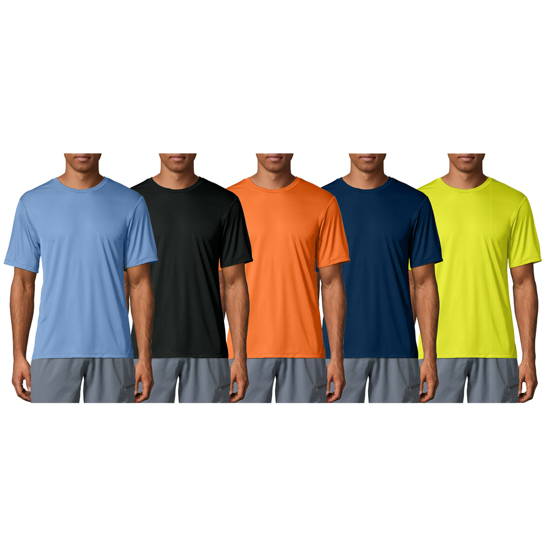 3-Pack Mens Cool Dri-Fit Short Sleeve T-Shirt Solid Color Moisture-Wicking Tee UPF 50+ UV Protection Round/Crew Neck Image 3