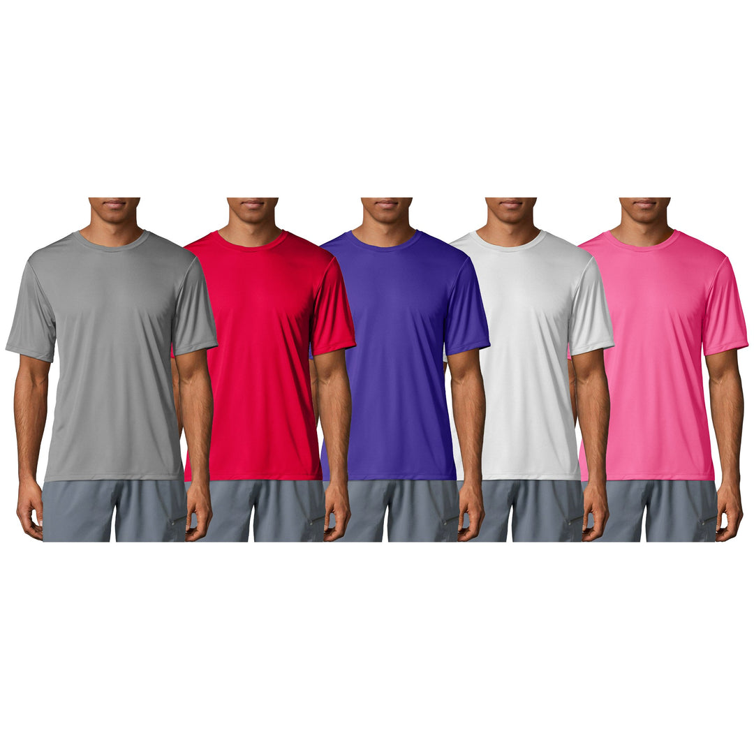 3-Pack Mens Cool Dri-Fit Short Sleeve T-Shirt Solid Color Moisture-Wicking Tee UPF 50+ UV Protection Round/Crew Neck Image 4