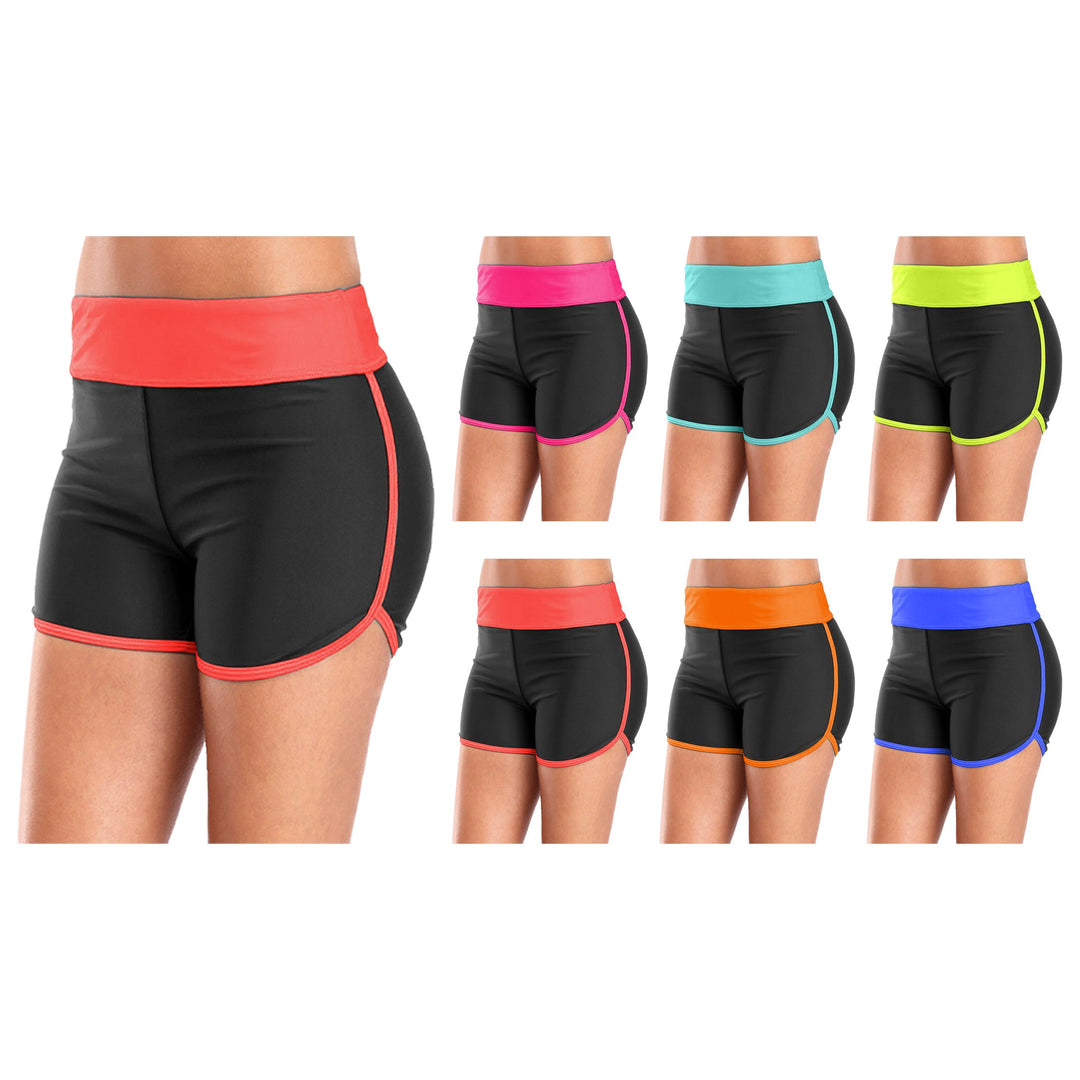 3-Pack Womens Yoga Shorts Soft Stretchy Active Dolphin Shorts Ladies Moisture-Wicking Quick-Dry Swim Running Gym Workout Image 1