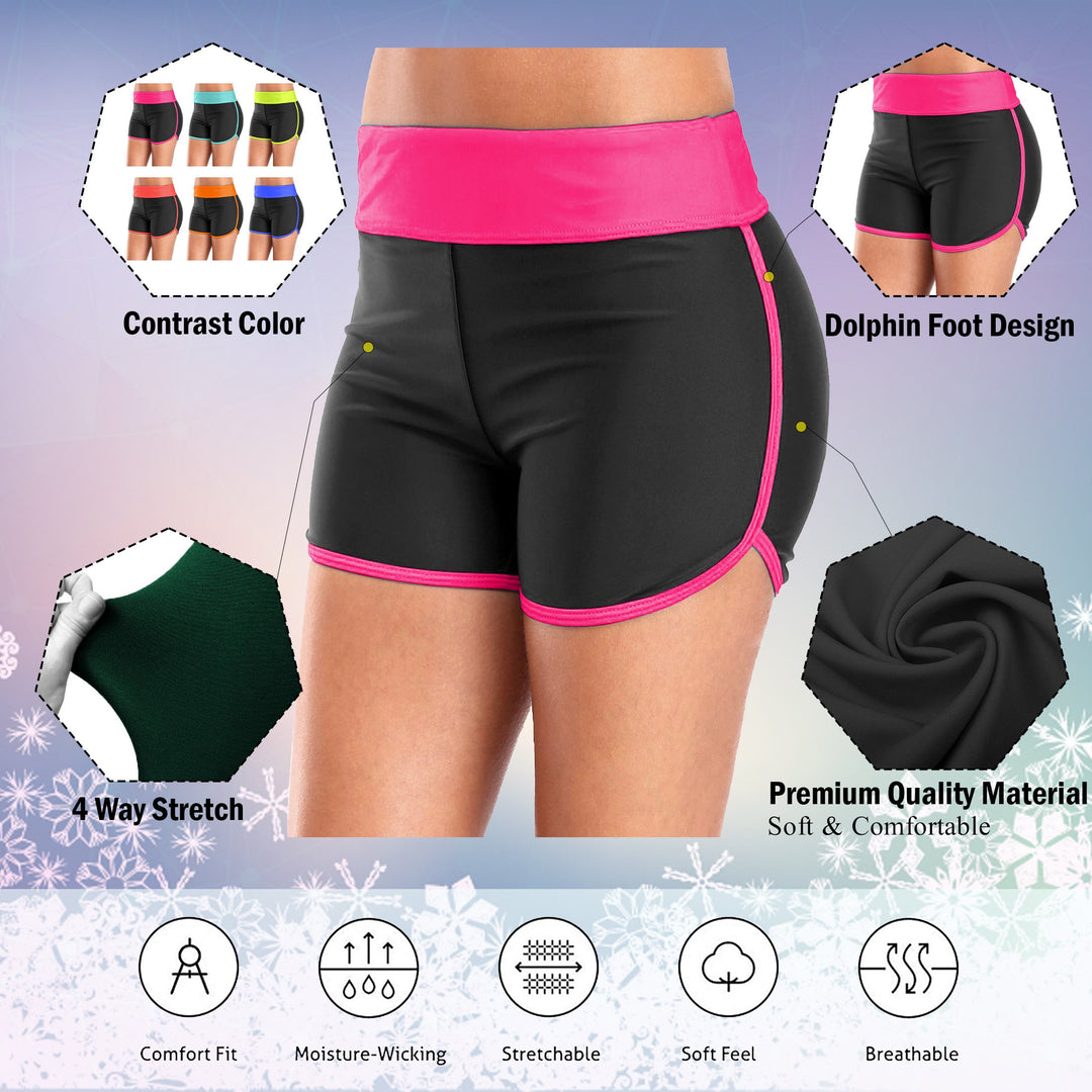 3-Pack Womens Yoga Shorts Soft Stretchy Active Dolphin Shorts Ladies Moisture-Wicking Quick-Dry Swim Running Gym Workout Image 3