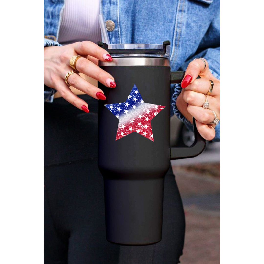 Black American Flag Star Shape Print 304 Stainless Steel Cup 40oz Image 1