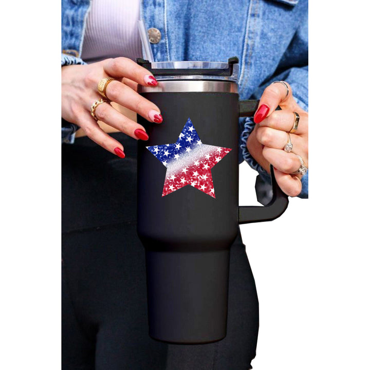 Black American Flag Star Shape Print 304 Stainless Steel Cup 40oz Image 2