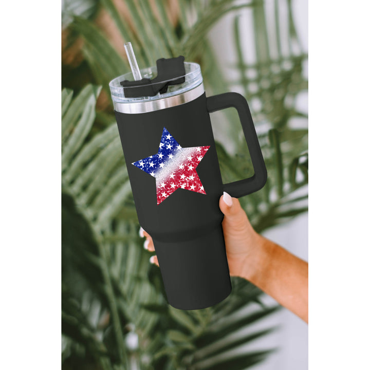 Black American Flag Star Shape Print 304 Stainless Steel Cup 40oz Image 3