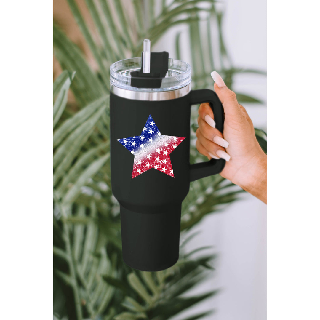 Black American Flag Star Shape Print 304 Stainless Steel Cup 40oz Image 4