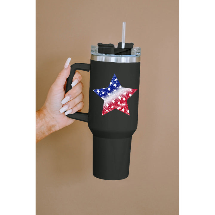 Black American Flag Star Shape Print 304 Stainless Steel Cup 40oz Image 6