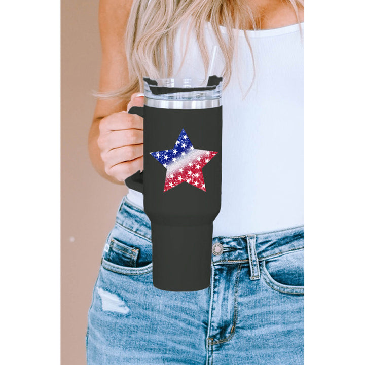 Black American Flag Star Shape Print 304 Stainless Steel Cup 40oz Image 7