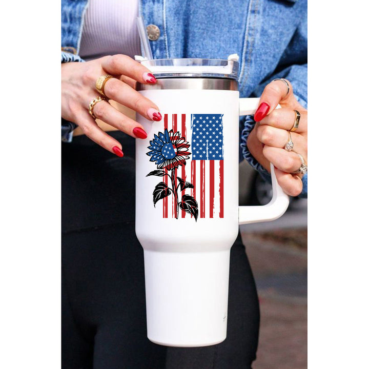 White American Flag Sunflower Print Stainless Steel Cup 40oz Image 1