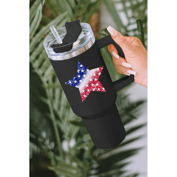 Black American Flag Star Shape Print 304 Stainless Steel Cup 40oz Image 8